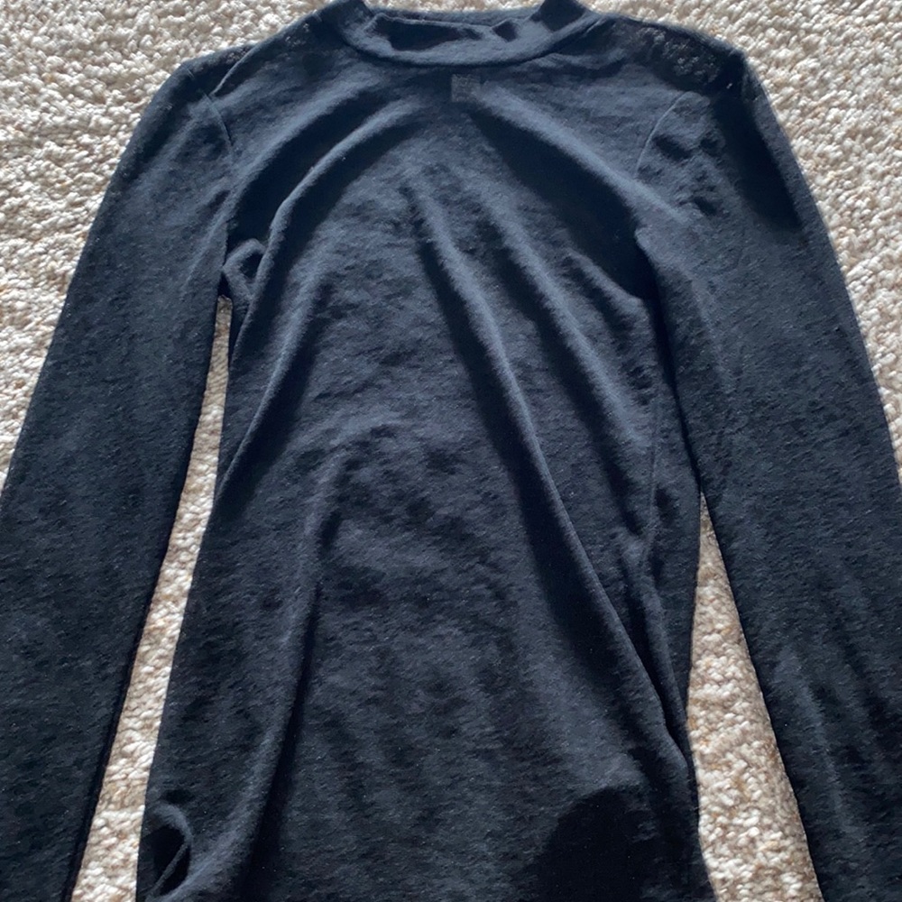 Mesh mock neck long sleeve
